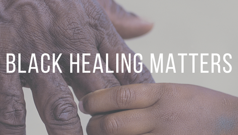 hands of one older black person and one younger black person with the words 